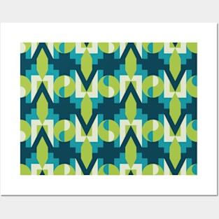 Ikat Geometric Abstract Modern Retro Pattern Posters and Art